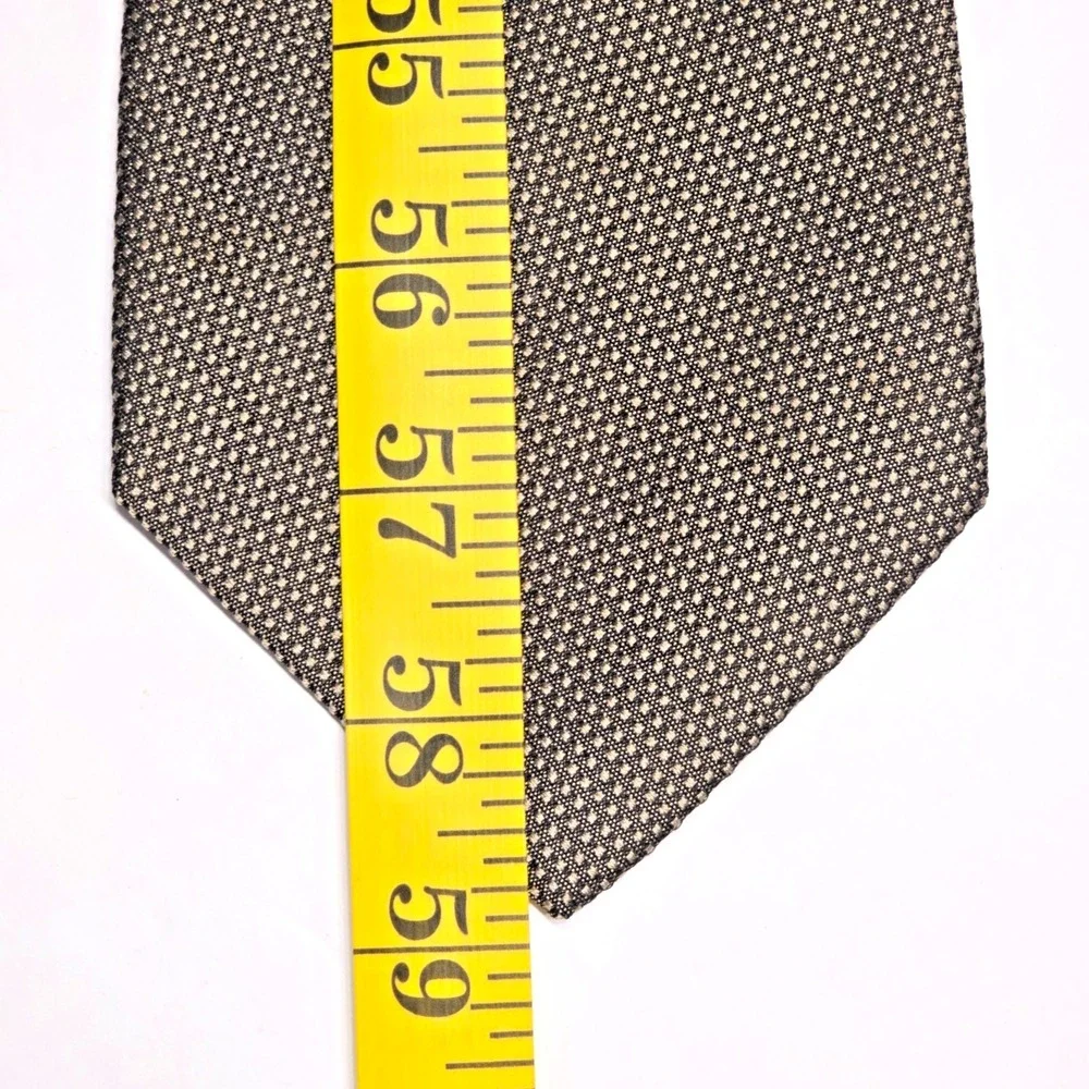 Romeo Gigli Italian Designer Silk Necktie Brown Cream Micro Pattern 58.7